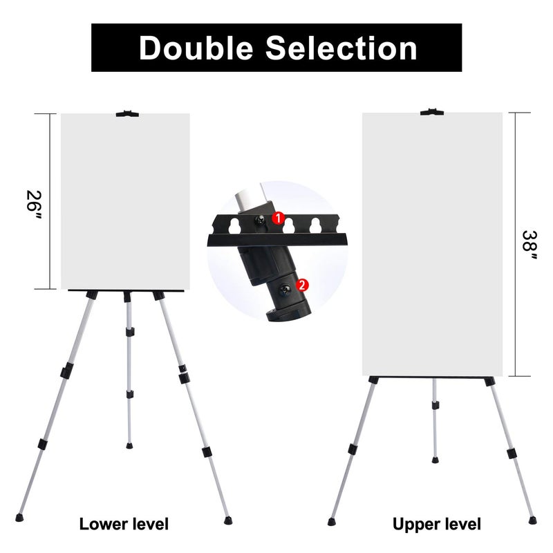 T-Sign Portable Artist Easel Stand - Adjustable Height Painting Easel with Bag - Table Top Art Drawing Easels for Painting Canvas, Wedding Signs & Tabletop Easels for Display - Metal Tripod - 17x66 inches - Image 4